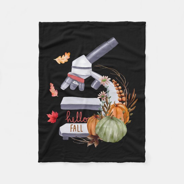 Microscope Flower Pumpkin Microbiology Biology Tha Fleece Blanket (Front)