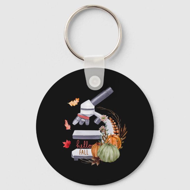 Microscope Flower Pumpkin Microbiology Biology Tha Key Ring (Front)