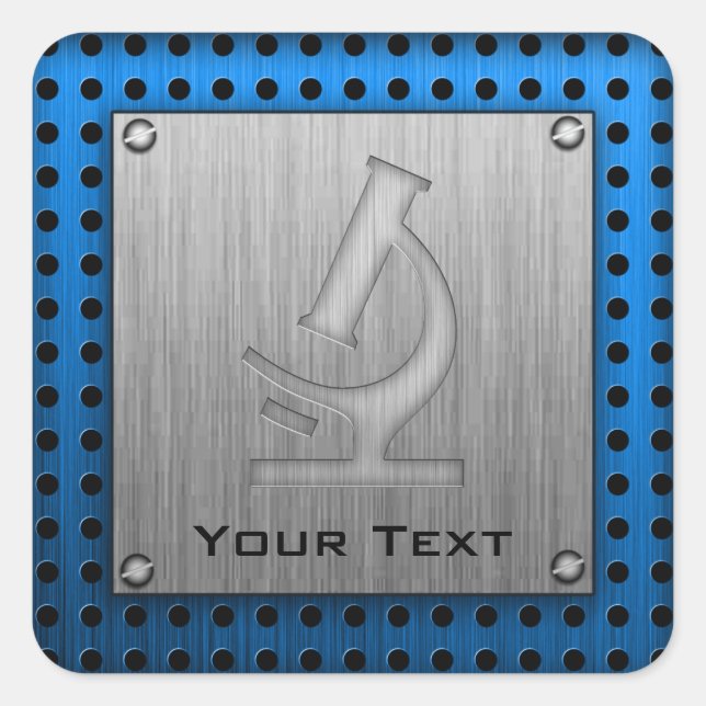 Microscope; Metal-look Square Sticker (Front)