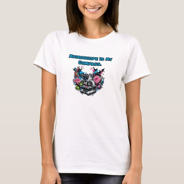 Microscope My Compass Science Lab Research Guide T-Shirt (Front)