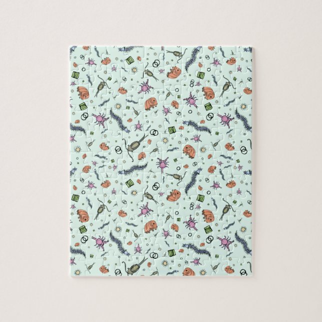 Microscopic Animals in Blue Jigsaw Puzzle (Vertical)