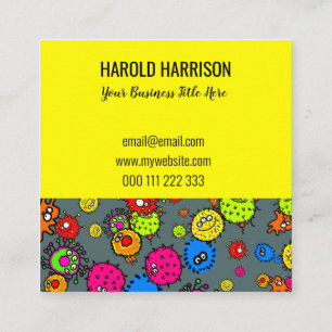 Microscopic Health Virus Bacteria Doodle Template Square Business Card