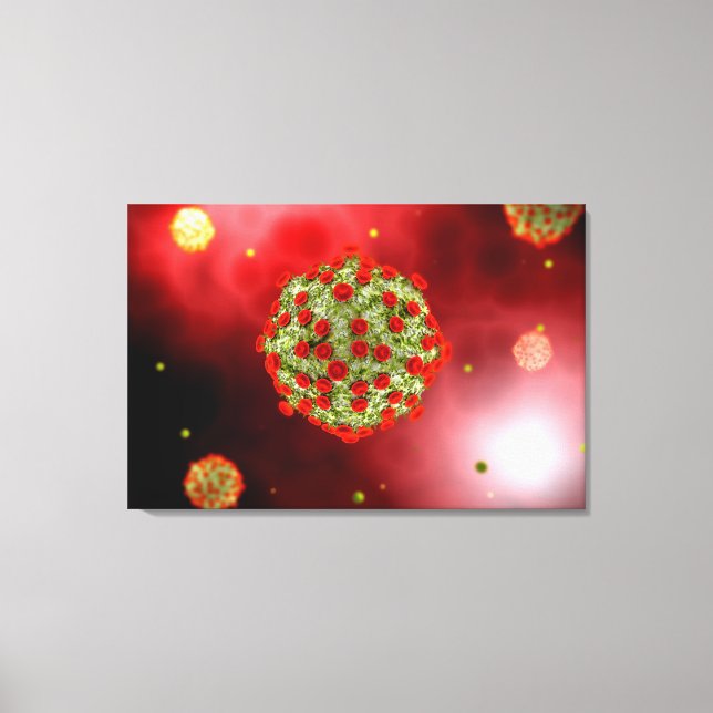 Microscopic View Of HIV Virus 2 Canvas Print (Front)