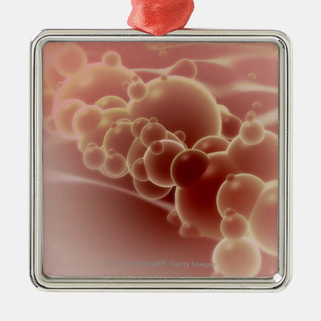 Microscopic view of latex microspheres metal ornament (Front)