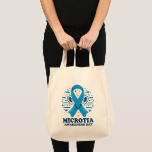 Microtia Awareness National Day Ear Blue Ribbon Tote Bag