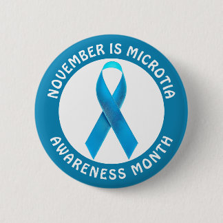 Microtia Blue Awareness Month Ribbon 6 Cm Round Badge