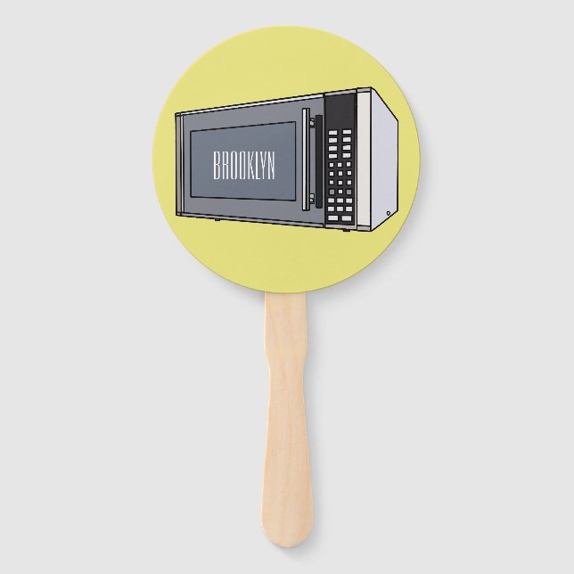 Microwave cartoon illustration hand fan (Front)