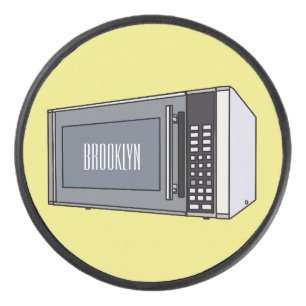 Microwave cartoon illustration hockey puck