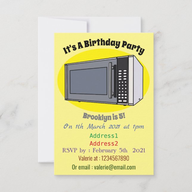 Microwave cartoon illustration invitation (Front)