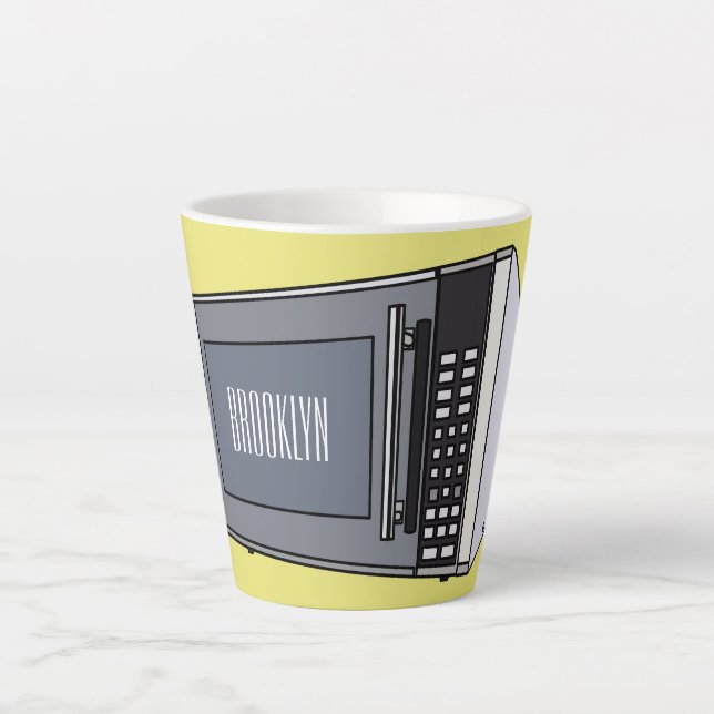 Microwave cartoon illustration latte mug (Front)