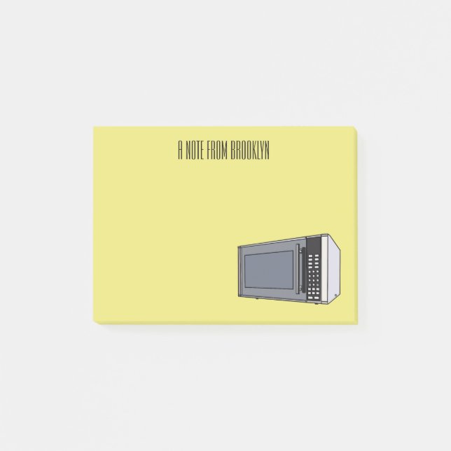 Microwave cartoon illustration post-it notes (Front)