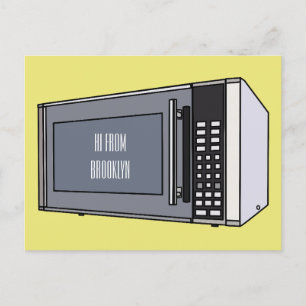 Microwave cartoon illustration postcard