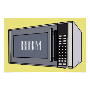 Microwave cartoon illustration poster