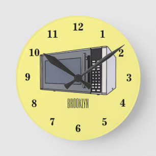 Microwave cartoon illustration round clock