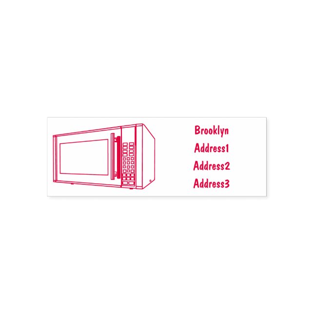Microwave cartoon illustration self-inking stamp (Design)