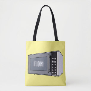 Microwave cartoon illustration tote bag