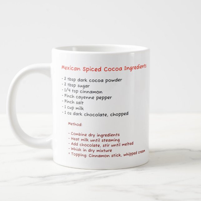 Microwave Mug (Hot Mexican Spiced Cocoa Recipe)  (Left)