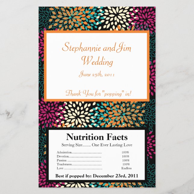 Microwave Popcorn Wrapper Autumn Floral Burst (Front)