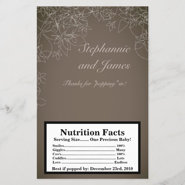 Microwave Popcorn Wrapper Autumn Floral Fall Grey (Front)