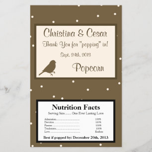 Microwave Popcorn Wrapper Birds on Brown Polka Dot