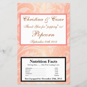 Microwave Popcorn Wrapper Brown Rose on Pink Flora