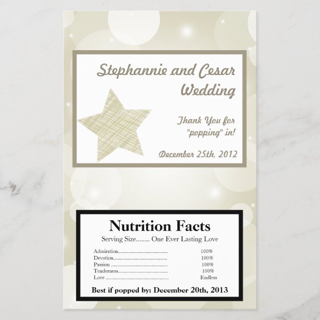 Microwave Popcorn Wrapper Christmas Stars (Front)