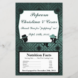 Microwave Popcorn Wrapper Damask Teal Couple Man