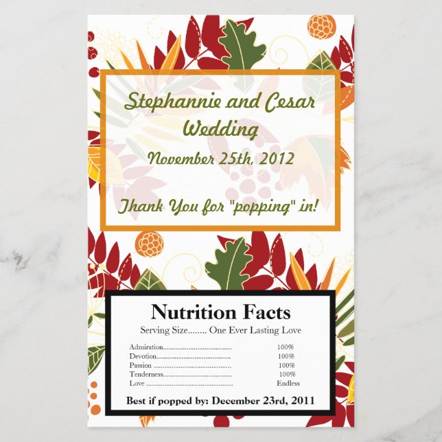 Microwave Popcorn Wrapper Fall Foliage Leaves (Front)