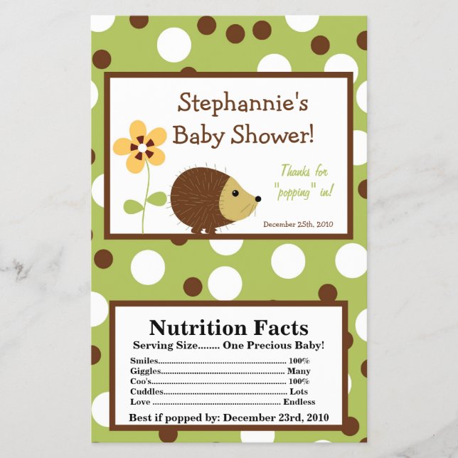 Microwave Popcorn Wrapper Forest Friends Hedgehog (Front)