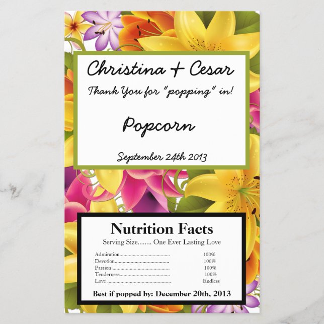 Microwave Popcorn Wrapper Hawaiian Colourful Exoti (Front)