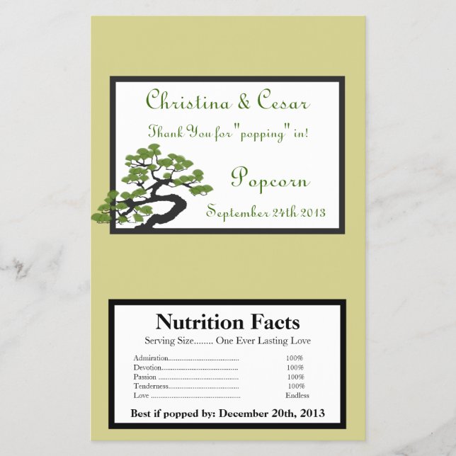 Microwave Popcorn Wrapper Japanese Green Bonsai Tr (Front)