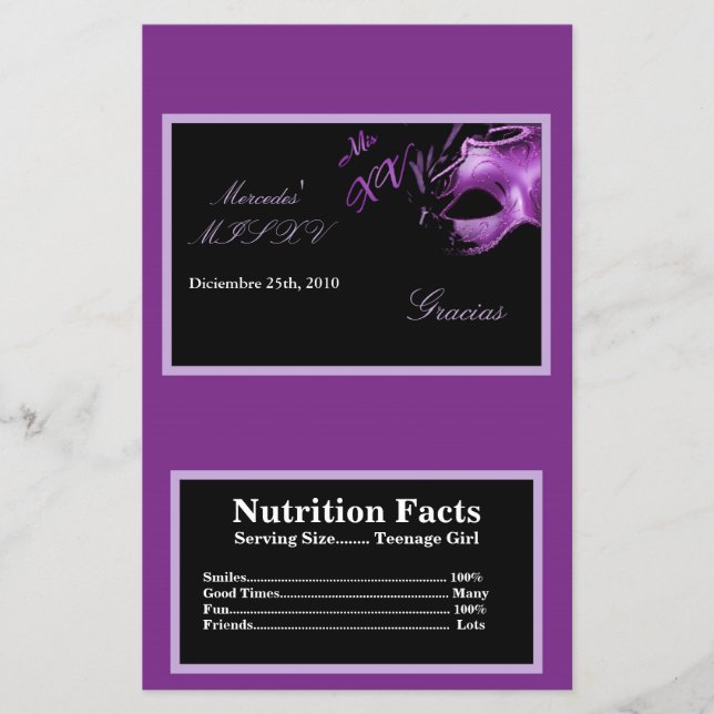 Microwave Popcorn Wrapper Mis XV Purple Morado (Front)