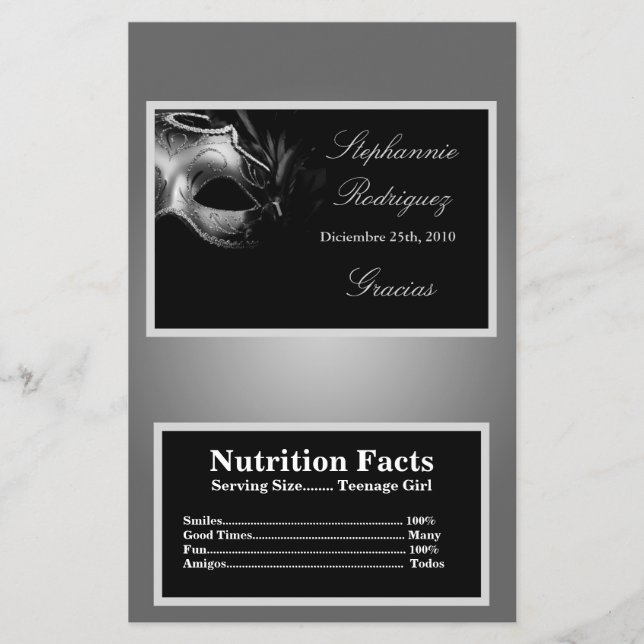 Microwave Popcorn Wrapper Mis XV Silver (Front)