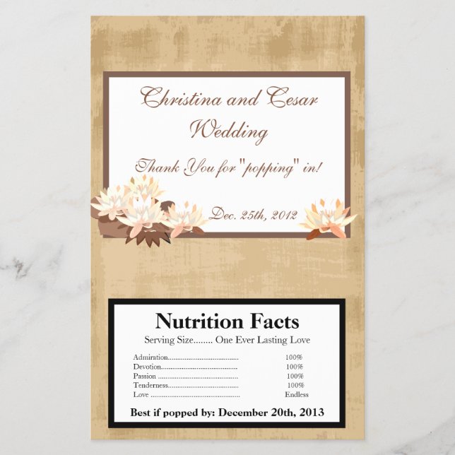 Microwave Popcorn Wrapper Oriental Flowers (Front)