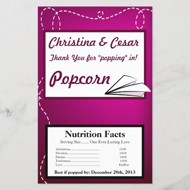 Microwave Popcorn Wrapper Paper Plane Purple Loop (Front)