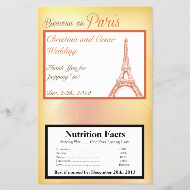 Microwave Popcorn Wrapper Paris Peach (Front)