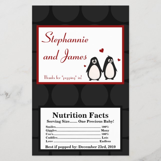 Microwave Popcorn Wrapper Penguin Love Couple Mate (Front)