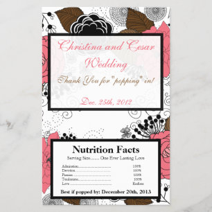 Microwave Popcorn Wrapper Pink Flower Brown Leaves