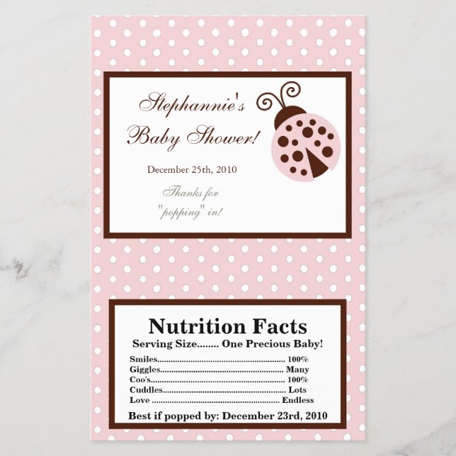 Microwave Popcorn Wrapper Pink Ladybug (Front)