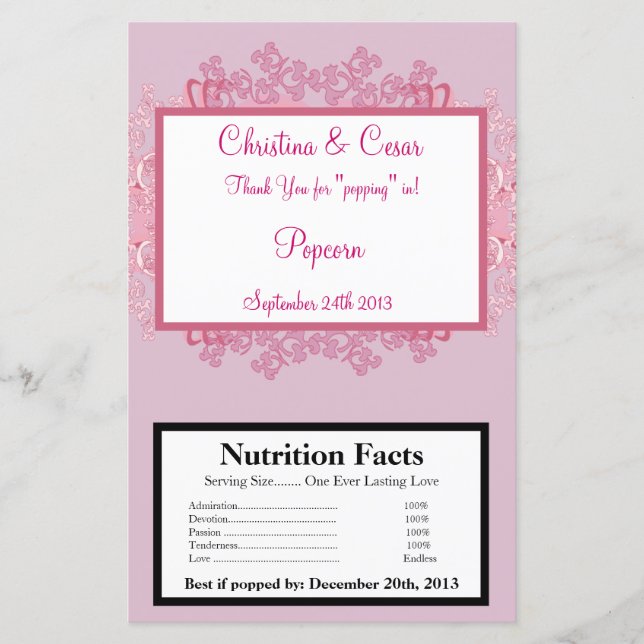 Microwave Popcorn Wrapper Pink/Purple Chinese Scro (Front)