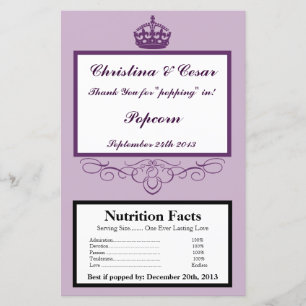 Microwave Popcorn Wrapper Royal Purple Crown/Swirl