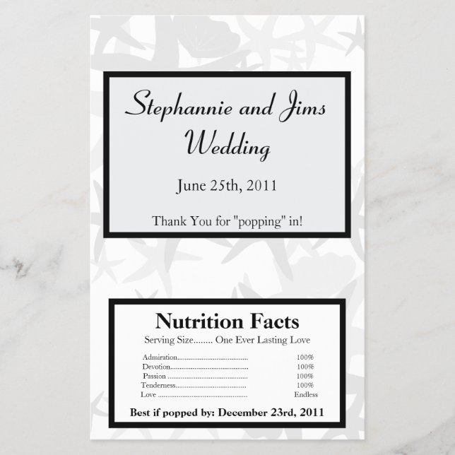 Microwave Popcorn Wrapper Summer Love and & Shells (Front)