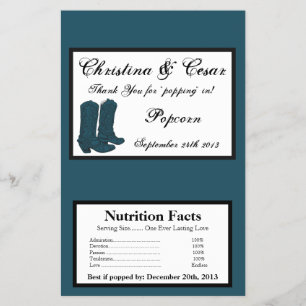 Microwave Popcorn Wrapper Western Blue Cowboy Boot