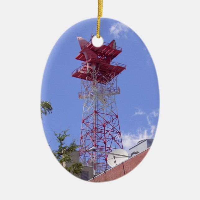 Microwave Relay Radio Telecom Tower Ceramic Ornament (Front)