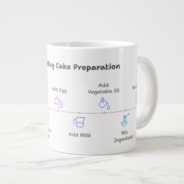 Microwave Safe Mug with Easy Chocolate Cake Recipe (Front Right)