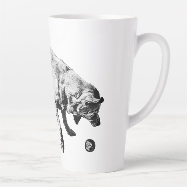 Mid-Air Catch – Labrador Focus Latte Mug (Right)