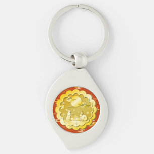 Mid Autumn Festival Gold Mooncake Moon Rabbit Key Ring