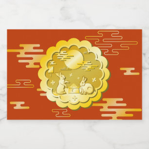 Mid Autumn Festival Gold Mooncake Moon Rabbit Liquor Bottle Label