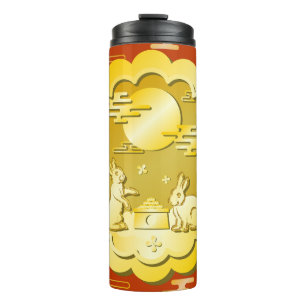 Mid Autumn Festival Gold Mooncake Moon Rabbit Thermal Tumbler