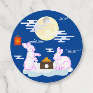 Mid Autumn Festival Moon Rabbit Mooncake Clouds Favour Tags